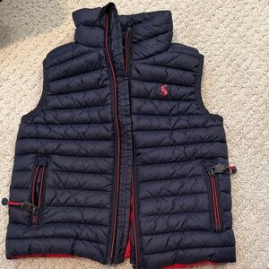 Joules Toddler Boys Puffer Vest - Navy and Red, size 3T